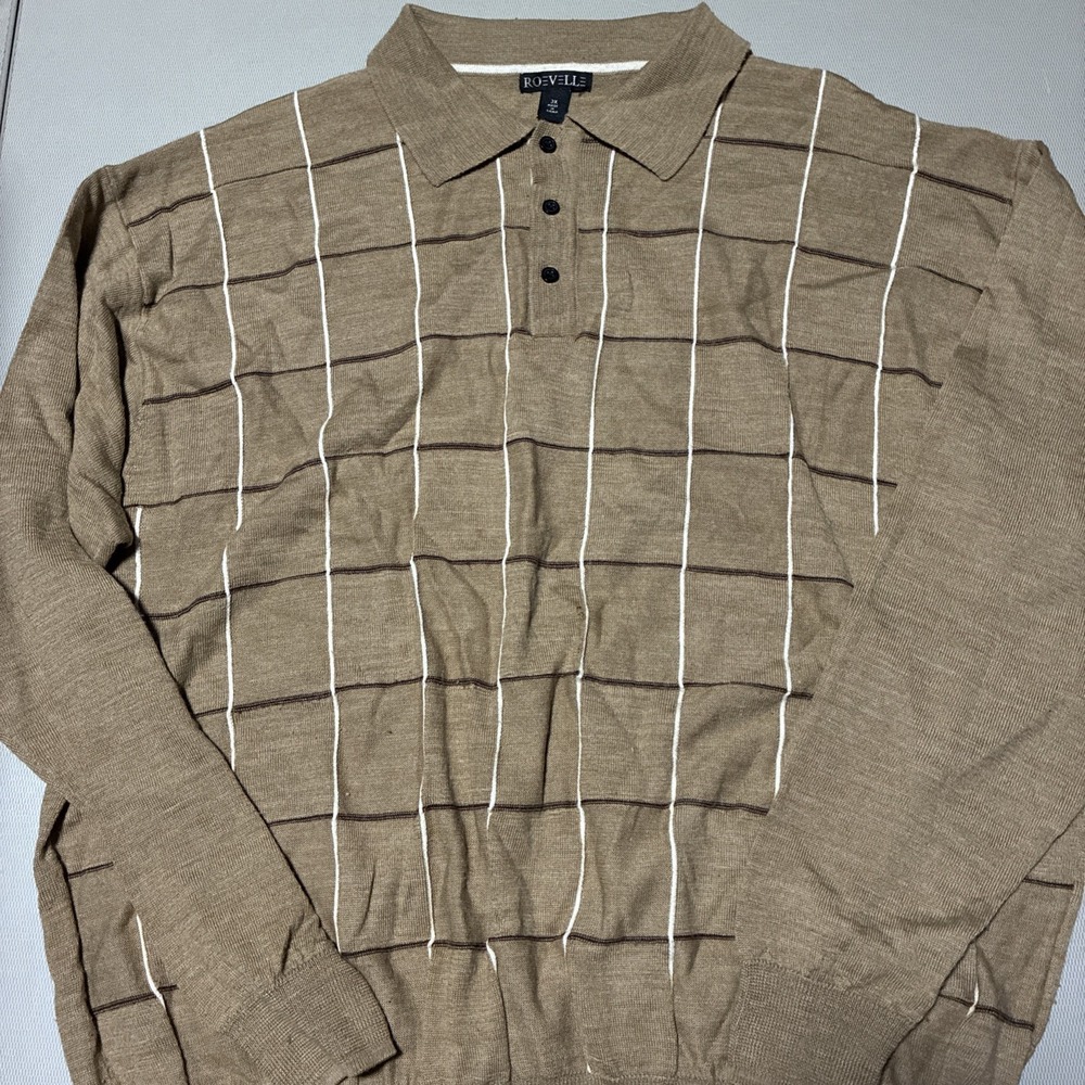 Brown Roevelle Checkered Long Sleeve Sweater Shirt | Size 3X